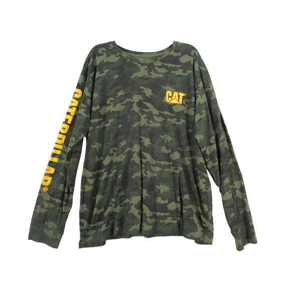 Caterpillar Other - Caterpillar Mens Camo Long Sleeve Graphic T-Shirt CAT Logo Green XL